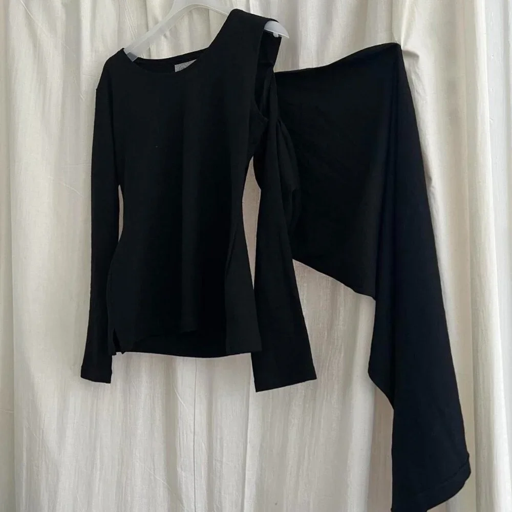 Yohji Yamamoto Femme black drape sweater - Picture 2 of 8